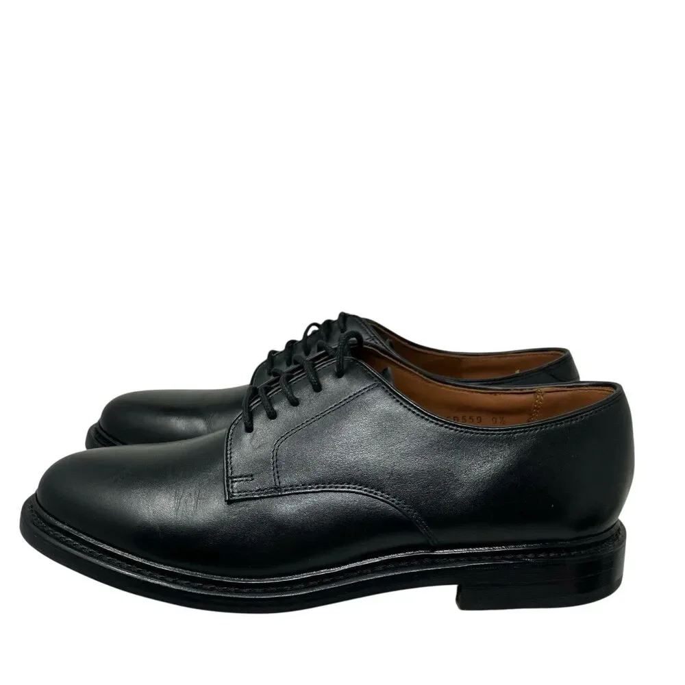 J.Crew Ludlow Mens 9.5 Black Leather Derby Shoes Old Money Preppy Euro‎ Summer